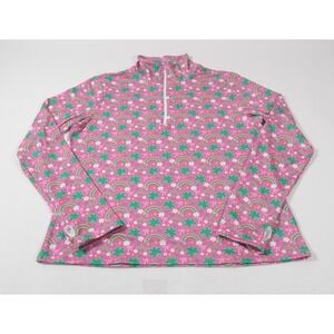 Love Love Pullover‎ Women L Pink Shamrock Rainbow Quarter Zip Active Top